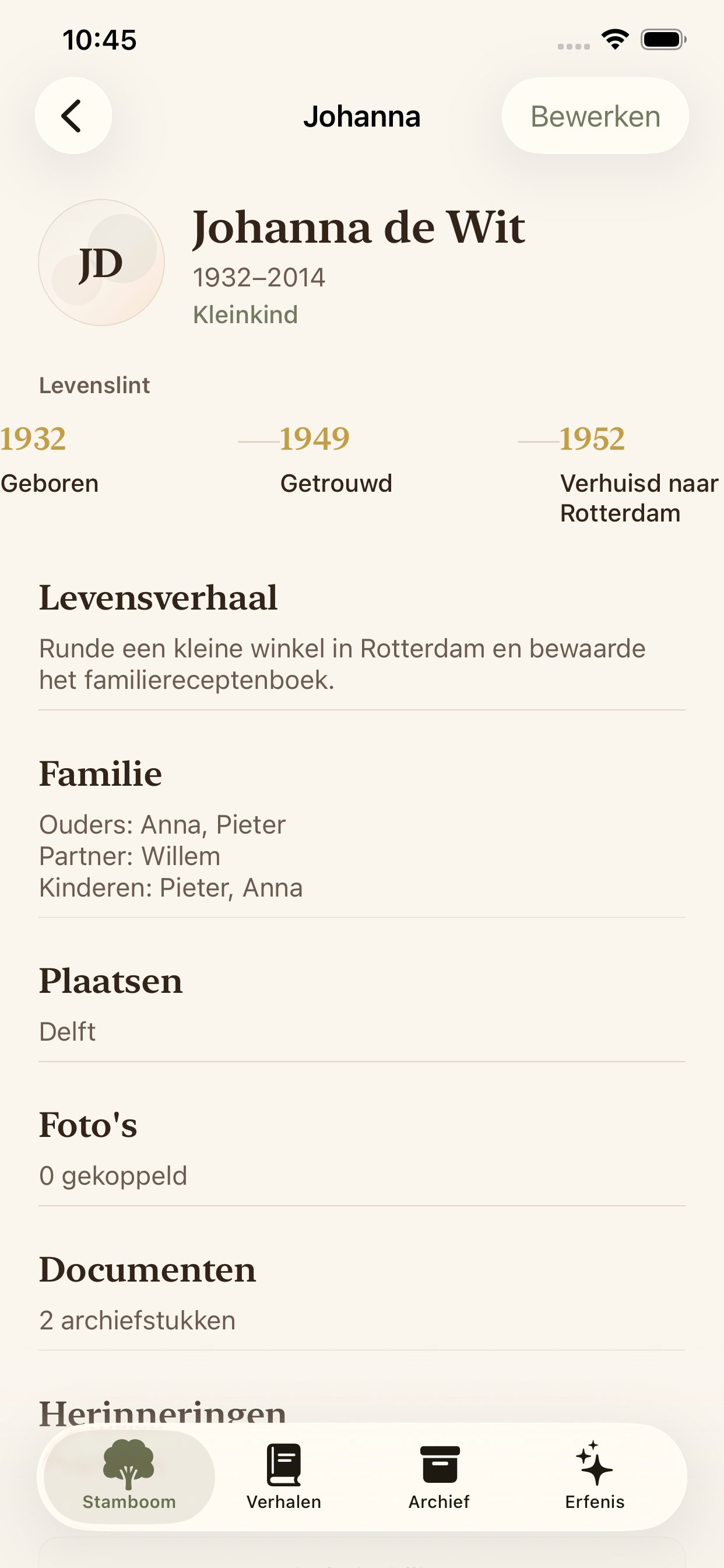 Person profile detail